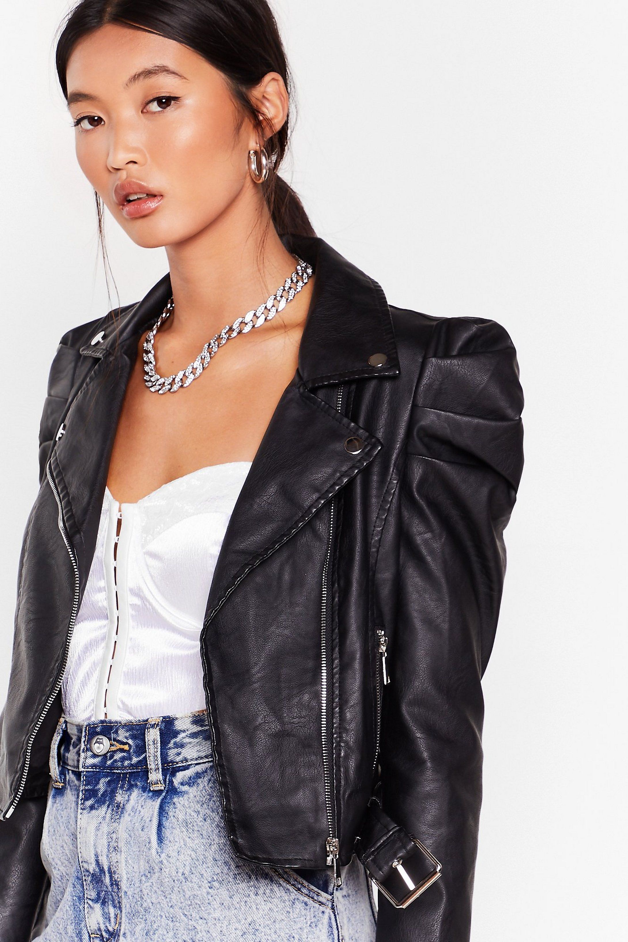 Act Puff Faux Leather Moto Jacket | NastyGal (US & CA)