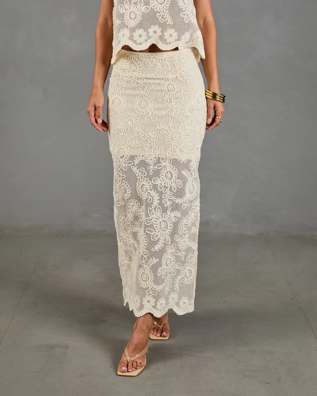 Soft Story Embroidered Floral Midi Skirt | VICI