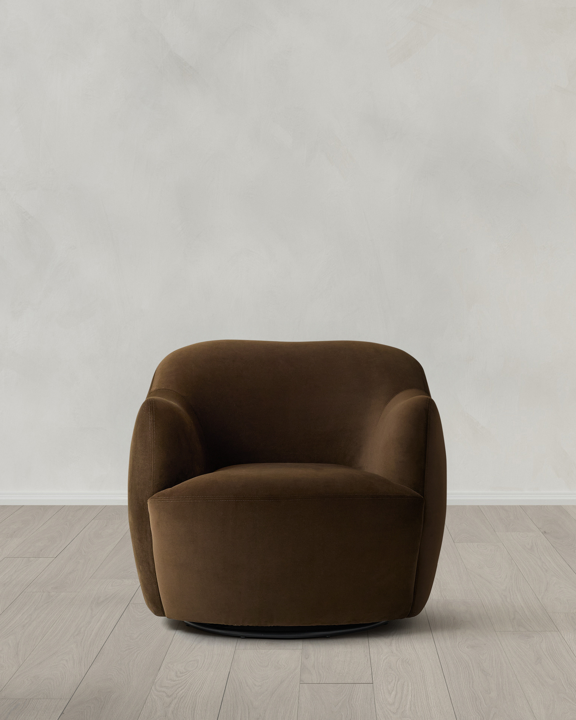 Quince | Performance Velvet Curved Arm Swivel Chair in Java | Quince