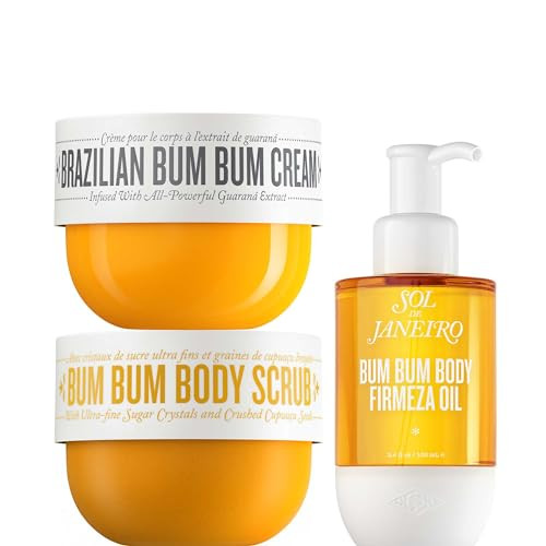 SOL DE JANEIRO Brazilian Bum Bum Cream, Bum Bum Firmeza Body Oil, and Bum Bum Body Scrub Bundle - Ultimate Firming Ritual | Amazon (US)