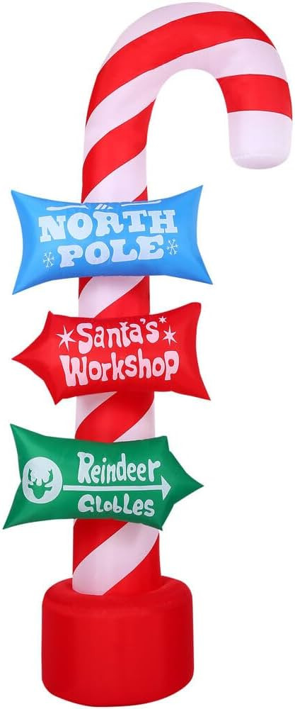 Fraser Hill Farm 8-Ft. Tall Directional Sign Blow Up Inflatable with Lights, Outdoor Christmas In... | Amazon (US)