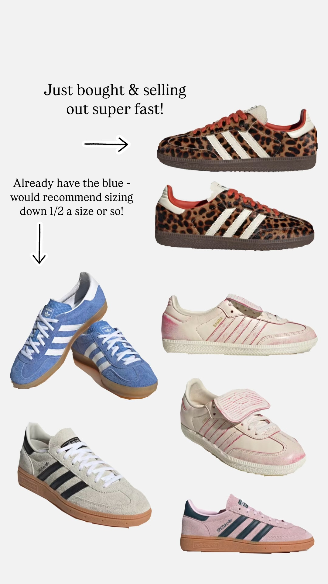 Adidas picks I’m loving! Have been waiting for the leopard ones to relaunch! They sell out SUPER fast but can get on a waiting list  & perfect for fall 🤎

#LTKShoeCrush #LTKSeasonal #LTKStyleTip