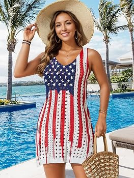 Bellelily Swimsuit Coverup for Women Bathing Suit Cover ups Crochet Beach Tank Dress Hollow Out S... | Amazon (US)