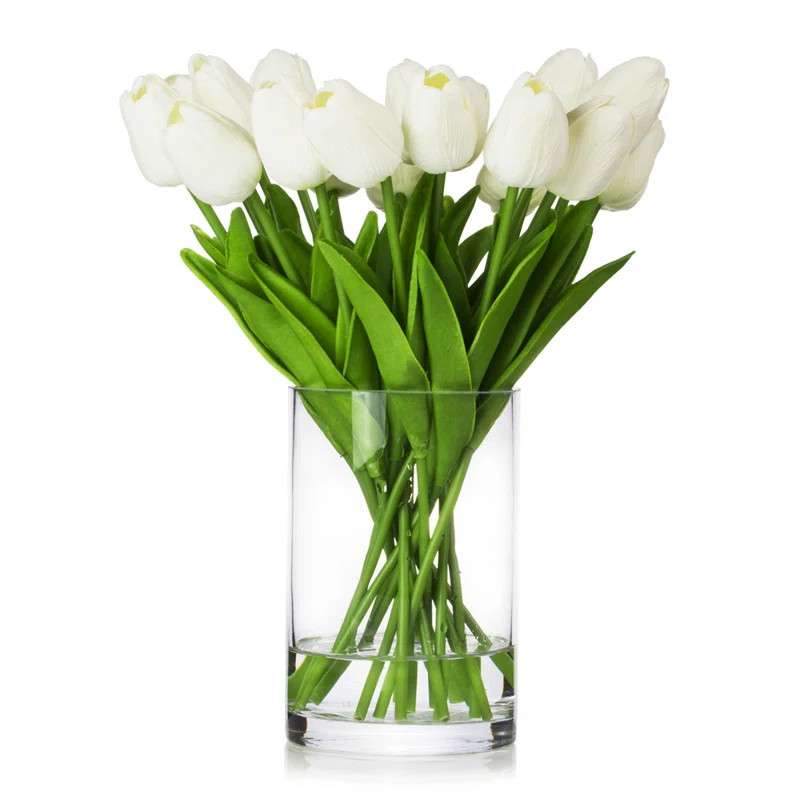 Real Touch Flower Tulips Centerpiece in Vase | Wayfair North America