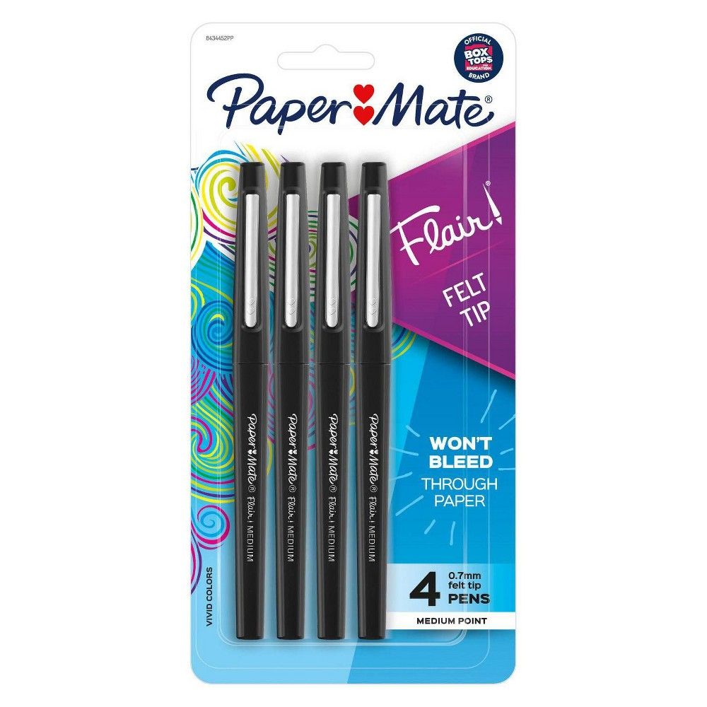 Paper Mate 4pk Marker Pens Flair Medium Tip .7mm Black | Target