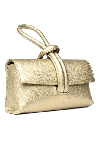 LeahWard Women's Leather Clutch Bag With Loop Handle (Gold) | Amazon (UK)