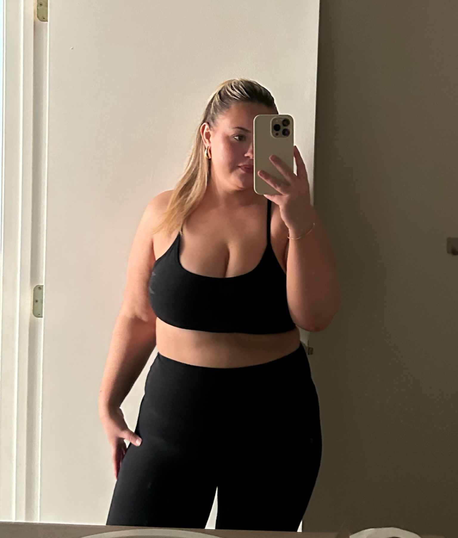 gym ootd! wearing an XL in leggings & L in sports bra but kinda wish I did an XL since it’s more slim at the top. I’m so used to wearing long line sports bras and usually size down for more support. LOVE this material though, beyond yoga is unmatched when it comes to comfort & quality activewear in my opinion! 



#LTKfitness #LTKmidsize #LTKU