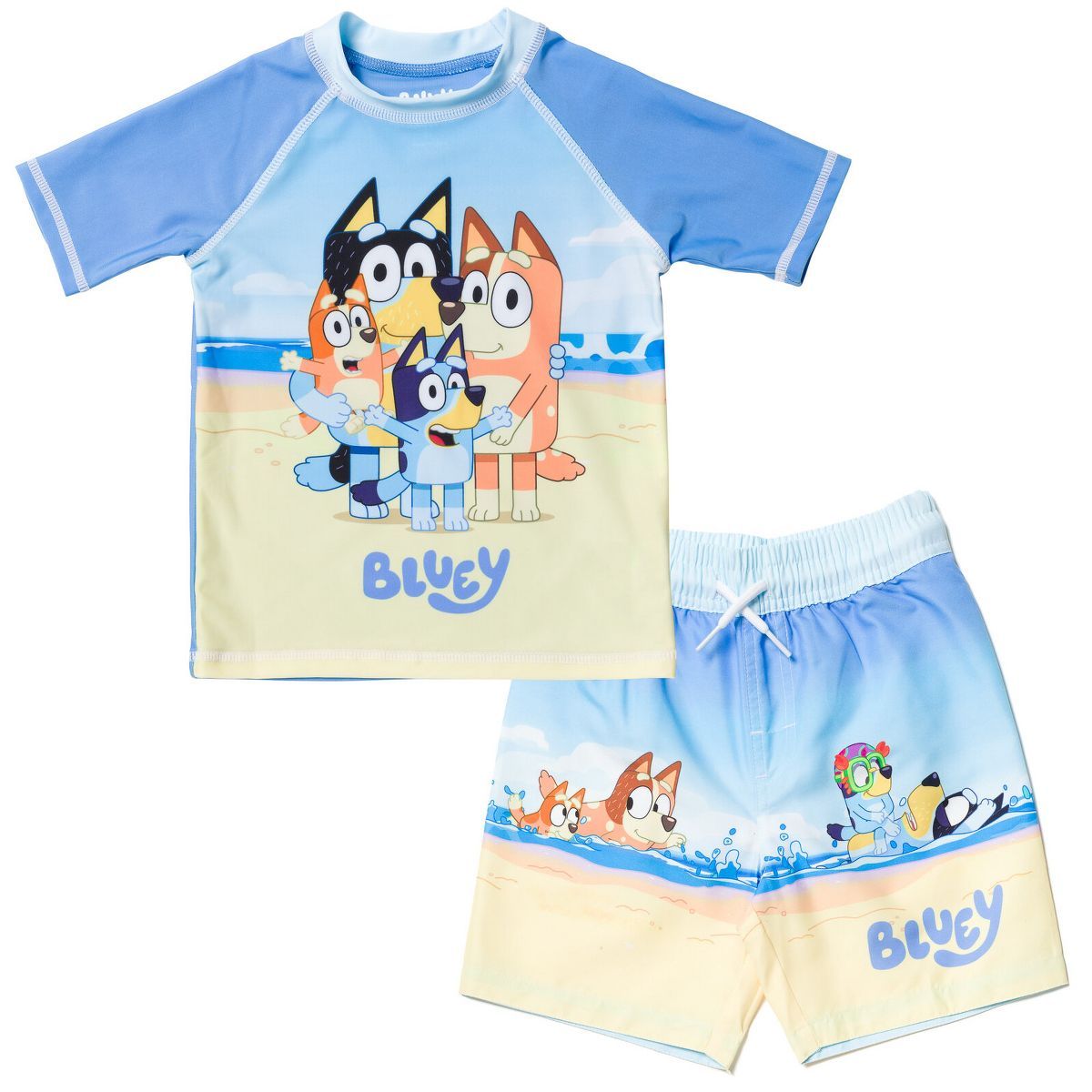 Bluey Bingo Dad Mom Pullover Rash Guard and Swim Trunks Outfit Set Toddler | Target