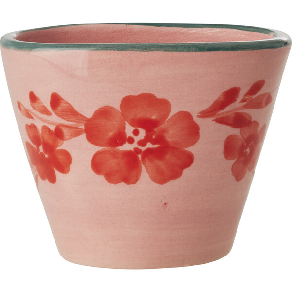 Extra Small Ceramic Oval Espresso Cup With Hand-Painted Orange Flower Vine 70 ml, Pink | Maisonette