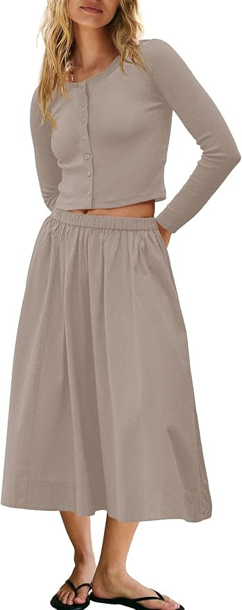 Panadila Womens 2 Piece Lounge Sets Matching Vacation Outfits Ribbed Button Down Cardigan and Ela... | Amazon (US)