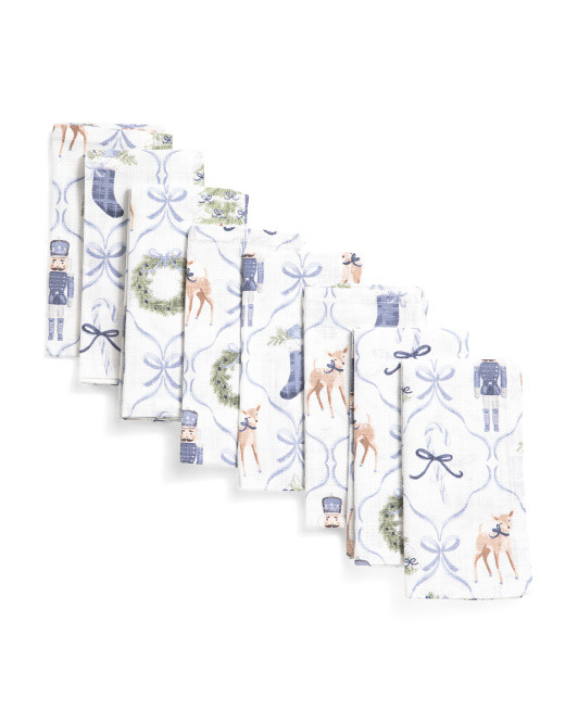 Set Of 8 Coquette Christmas Trellis Napkins | TJ Maxx