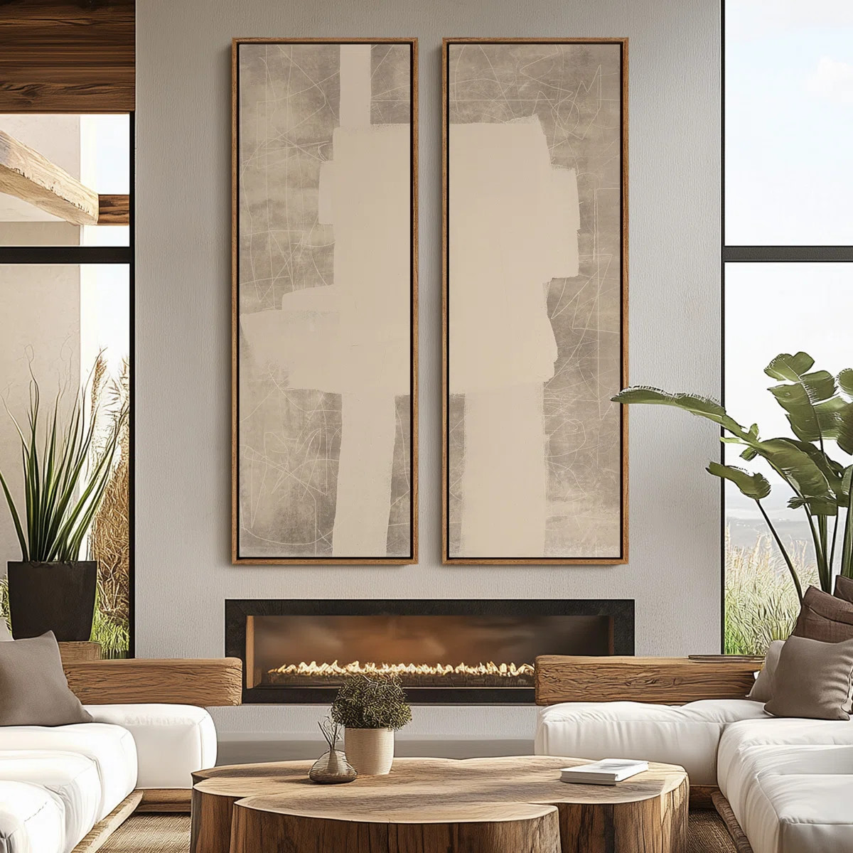 Vintage Landscape Wall Art - 20x60 inches Framed Canvas Set of 2 (Set of 2) | Wayfair North America