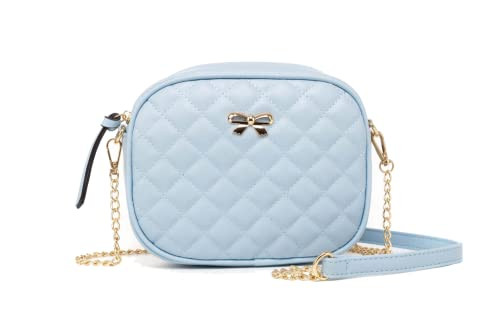 Womens Light Blue Shoulder Crossbody Purse - Girls Cute Small Pocketbook Handbag Quilted Leather Tote Bags Ladies Satchels | Amazon (US)