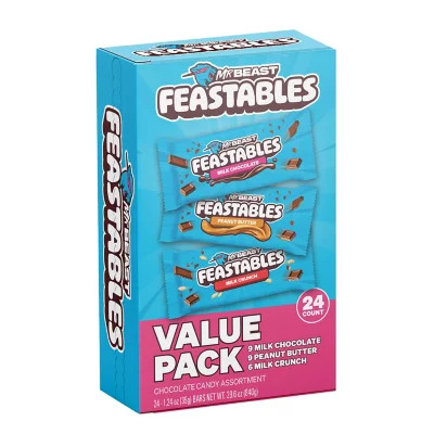 Feastables MrBeast Variety Pack Milk Chocolate Bars, 1.24 oz., 24 pk. | Sam's Club