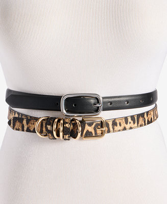 2-Pc. Faux-Leather Belt Set, Macy's Exclusive | Macy's