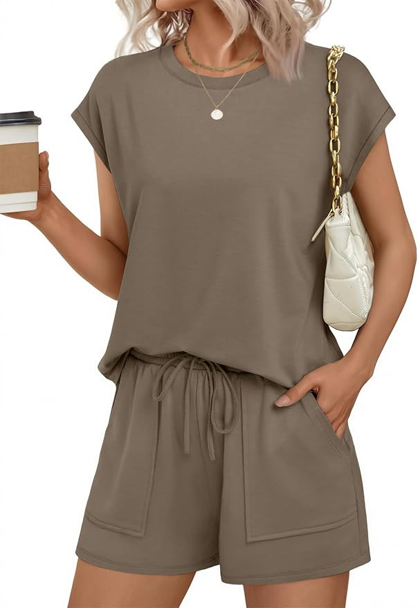 Ekouaer Two Piece Sets for Women Summer Lounge Short Sets with Pocket | Amazon (US)