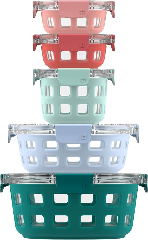 Ello Duraglass Mixed Meal Prep Sets Leak-Proof Glass Food Storage Containers with Silicone Sleeve... | Amazon (US)