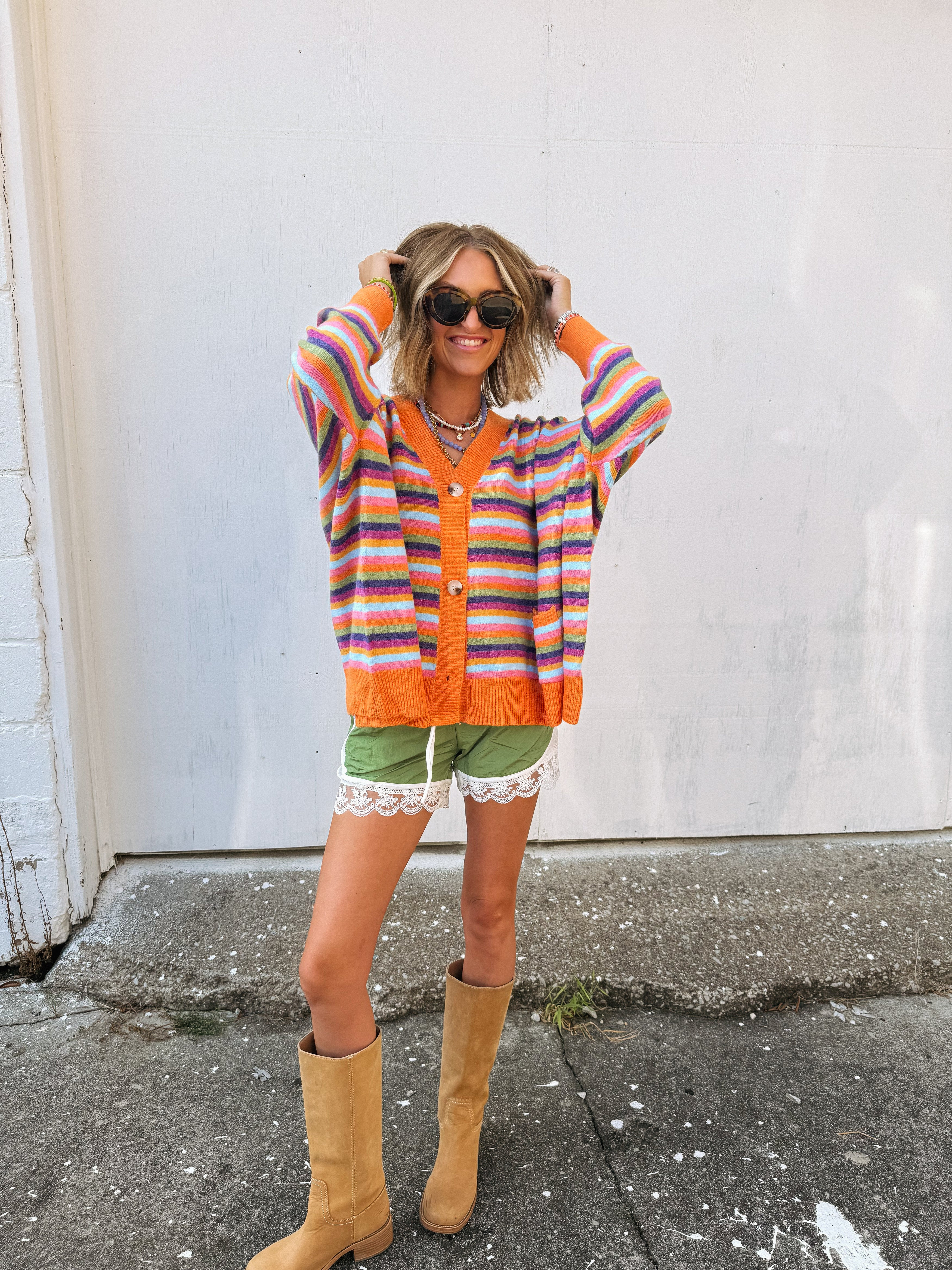 oversized care free stripe cardigan | Etta+East