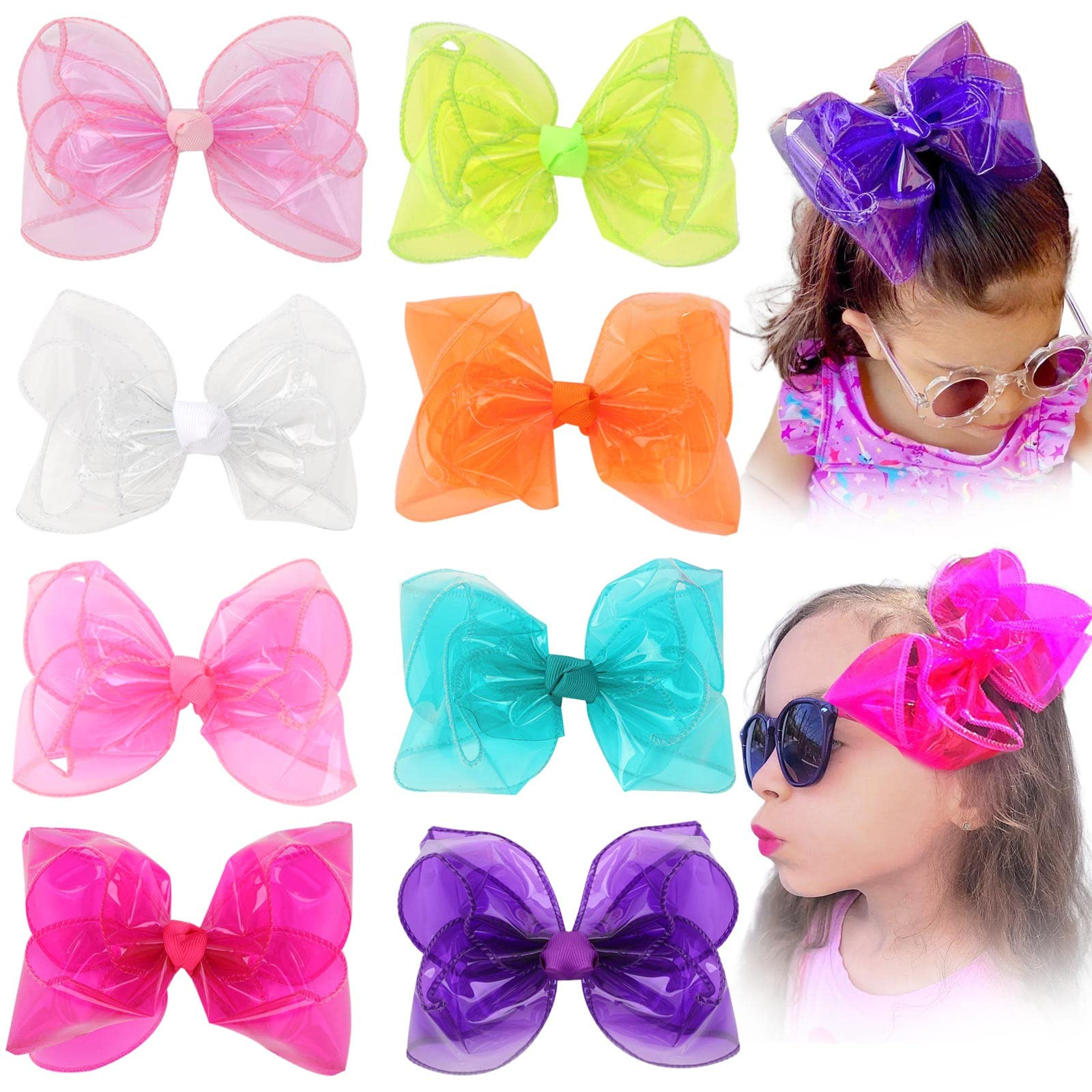 Waterproof Jelly Hair Bows, Multi-colored PVC Summer Swim Pool Bow Clips Transparent Hair Accesso... | Amazon (US)
