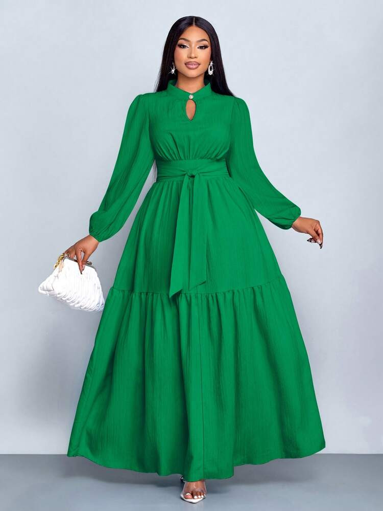 SOLERSUN Plus Size Women's Solid Color Loose Casual Stand Collar Front Slit Water Drop Button Hig... | SHEIN
