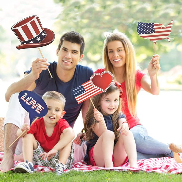 SamheSamhe 4th of July Photo Booth Props 40Pcs - Fourth of July Party Photo Props American Patrio... | Walmart (US)