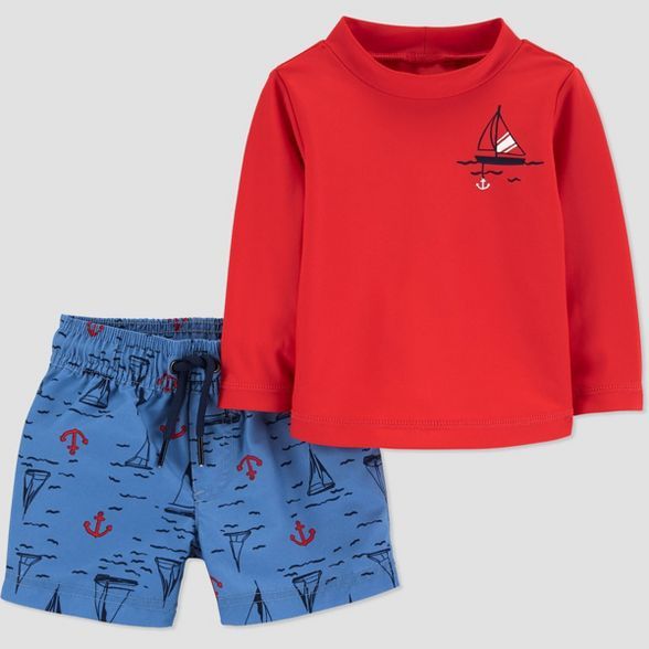 Baby Boys' Sailboat Long Sleeve Rash Guard Set - Just One You® made by carter's Red | Target