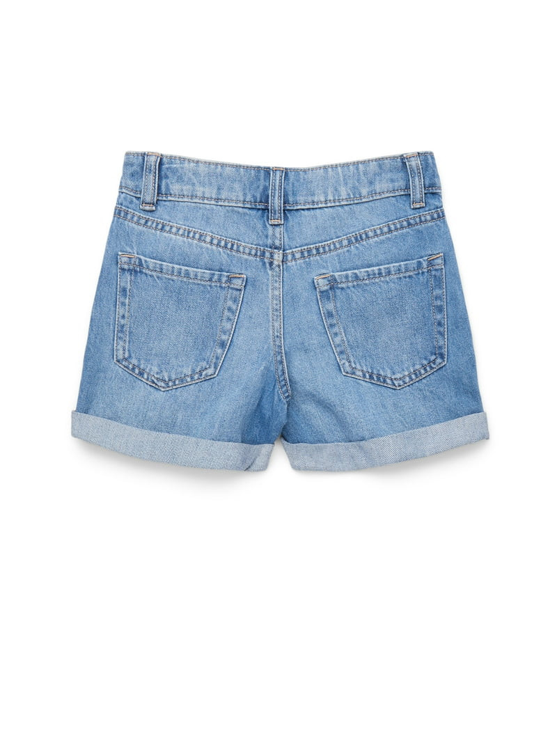 Wonder Nation Girls Denim Rolled Cuff Shorts, Sizes 5-18 | Walmart (US)