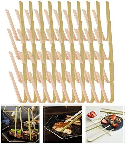 Amazon.com: Mini Bamboo Disposable Tongs - VVVIKU 100PCS 4" Bamboo Tongs Disposable Tongs for Toa... | Amazon (US)