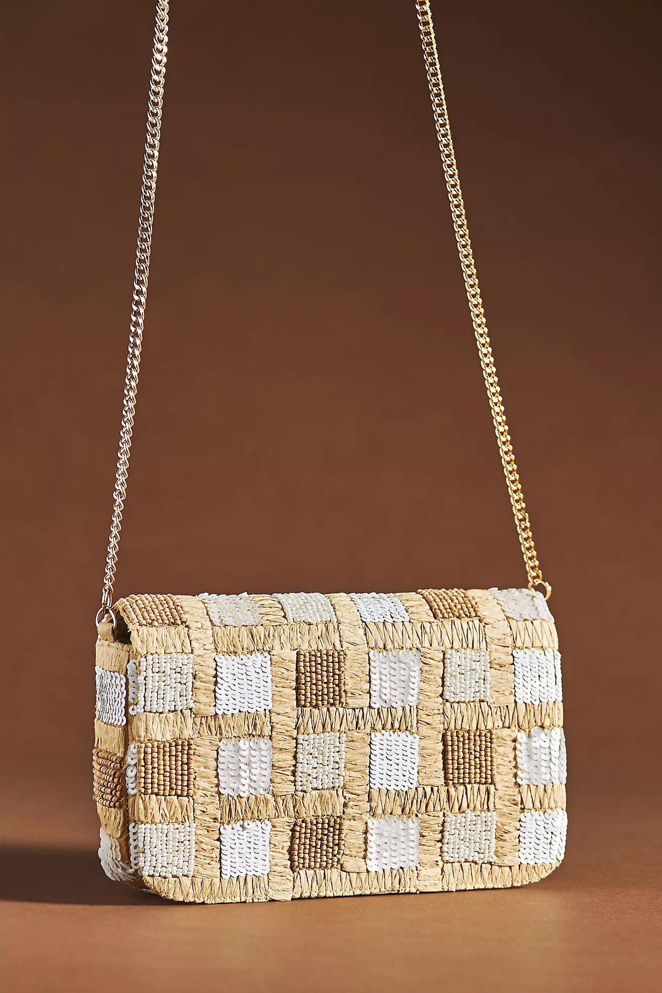 Checkered Raffia Clutch | Anthropologie (US)