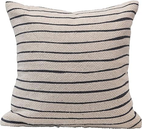 Bloomingville Recycled Cotton Blend Stripes, Black & Cream Color Pillow, 1 Count (Pack of 1) | Amazon (US)