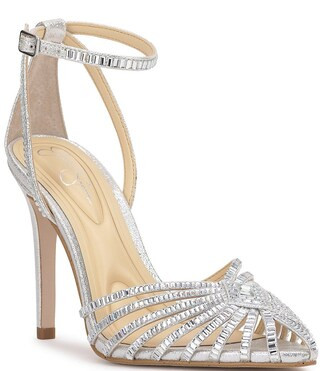 Jessica Simpson Paveri Strappy Rhinestone Embellished Caged Dress Pumps - 6 | Dillard's