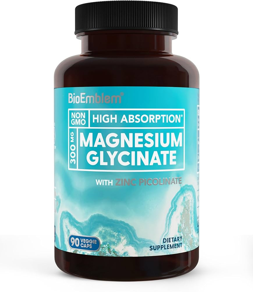 BioEmblem Magnesium Glycinate with Zinc - 300mg Chelated Magnesium Supplement - High Absorption V... | Amazon (US)