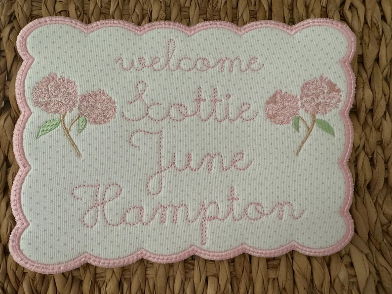 Welcome Baby Plaque, Welcome Sign With Hydrangea and Scallops, Hospital Boys Bassinet Plaque, Bab... | Etsy (US)