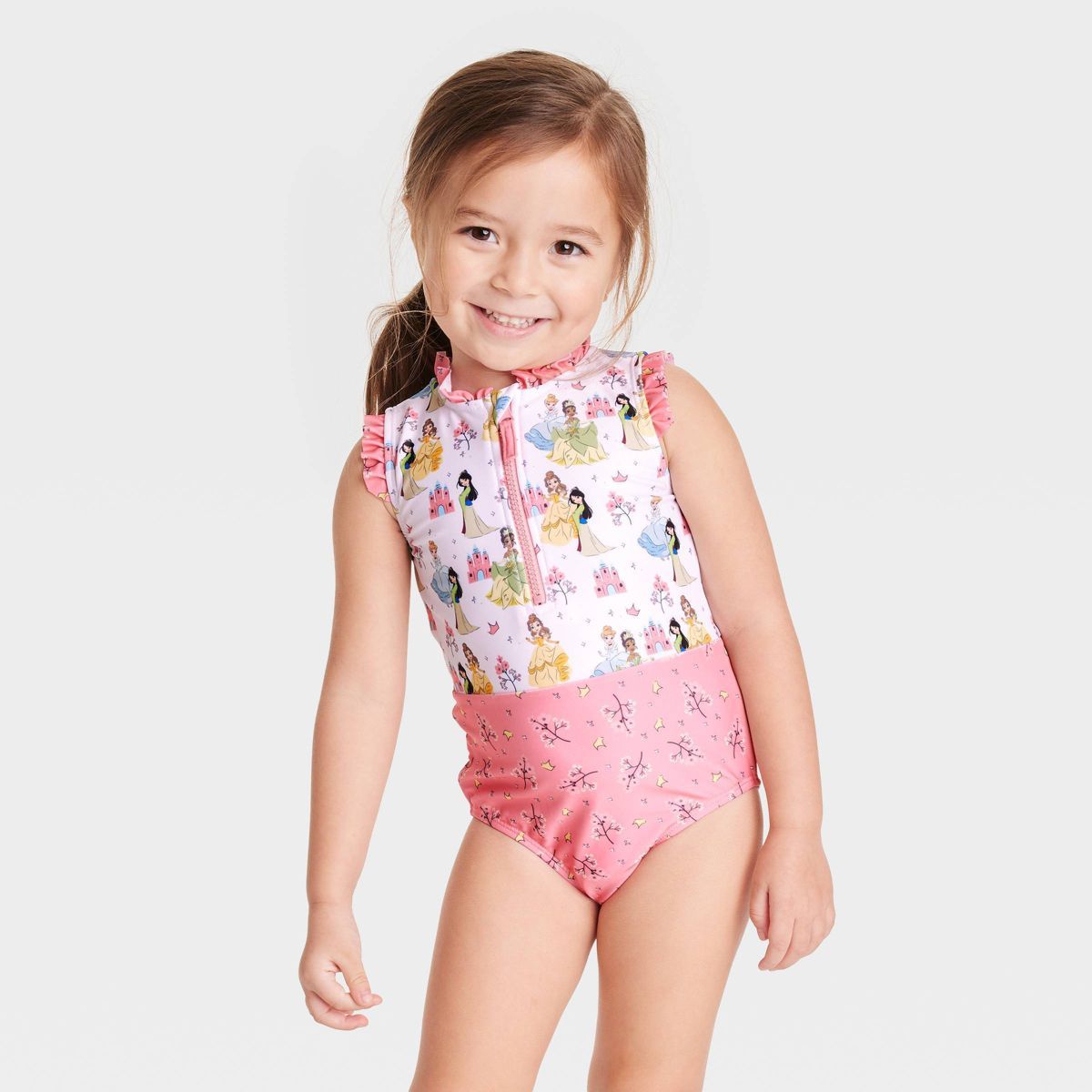 Toddler Girls' Disney Princess One Piece Swimsuit - Pink | Target