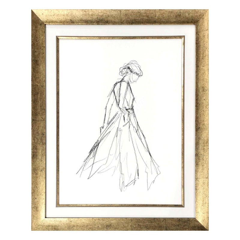Providence Framed Lady Sketch Print Under Glass, 25x31 | At Home