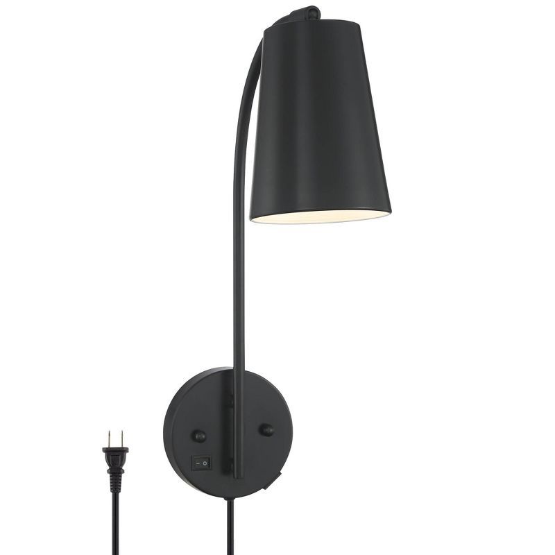 360 Lighting Modern Wall Lamp with USB Charging Port Black Plug-In Light Fixture Adjustable Shade... | Target