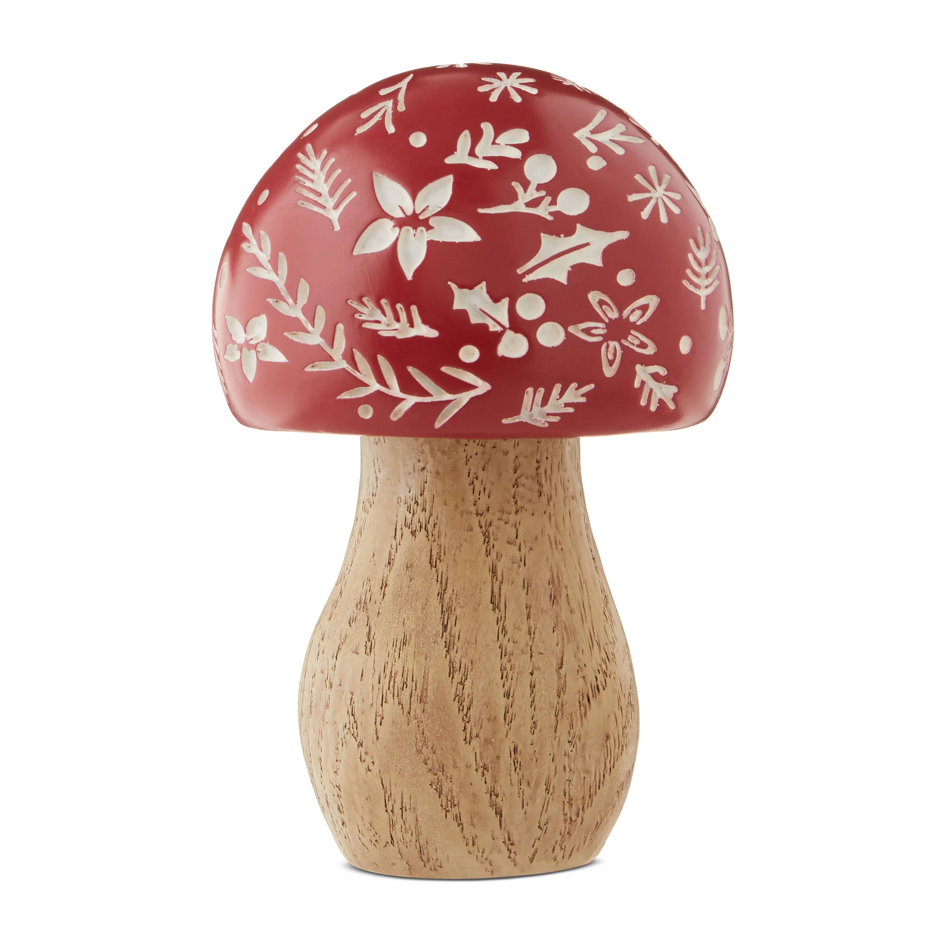 Floral Mushroom Christmas Tabletop Decoration, Red and Brown, 6.5", by Holiday Time - Walmart.com | Walmart (US)