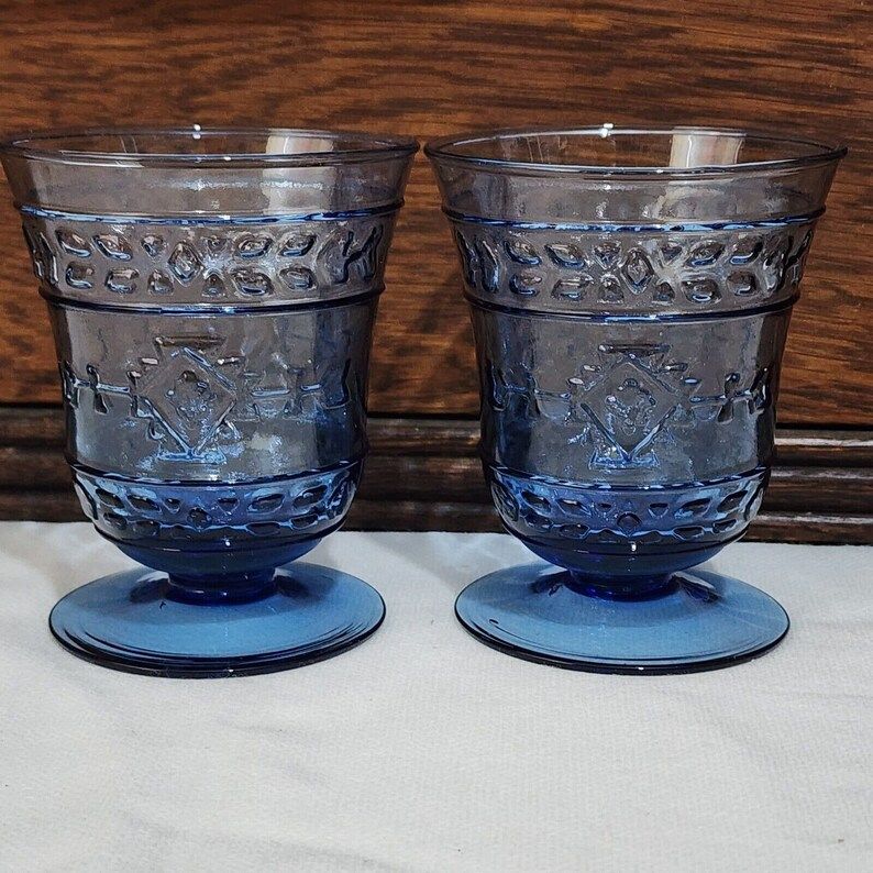 2 Studio Nova ADIRONDACK Blue Double Old Fashioned Glasses 4.25" geometric | Etsy (US)