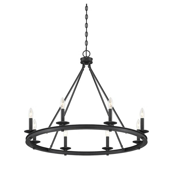 Poynor 8 - Light Candle Style Wagon Wheel Chandelier | Wayfair North America