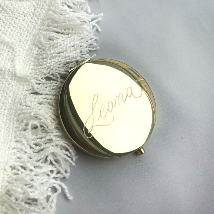 Compact Mirror Engraved Bridesmaid Gifts | Minted