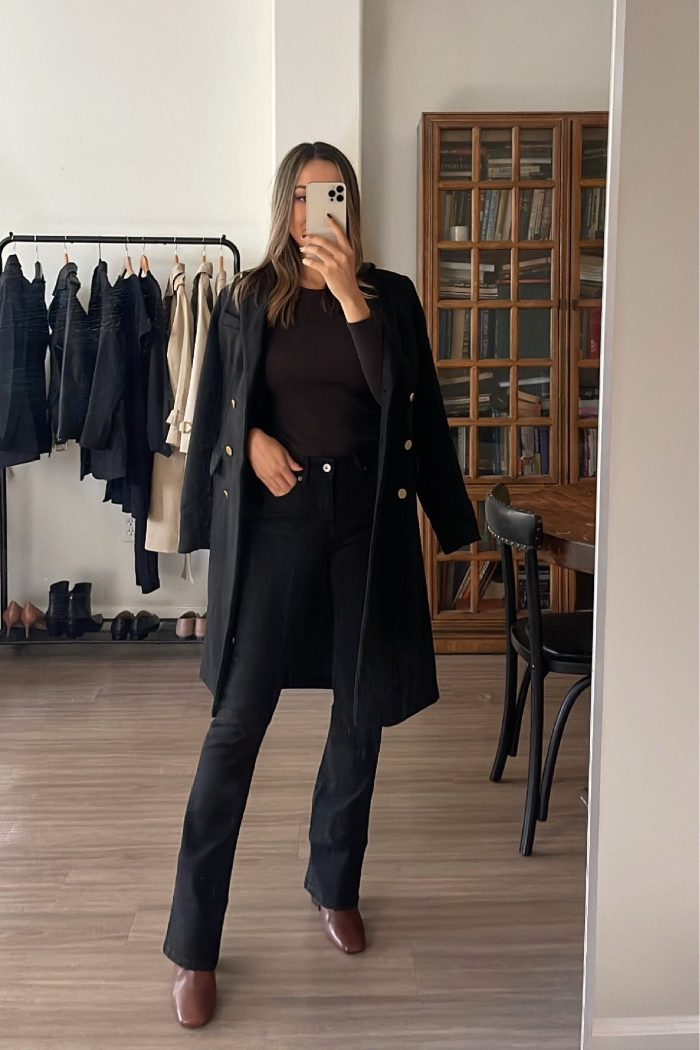 Under $75 smart casual workwear! 
 Wool coat 
Ribbed sweater 
Boot cut jeans 

Linked similar quality items! 

#LTKworkwear #LTKunder50 #LTKunder100