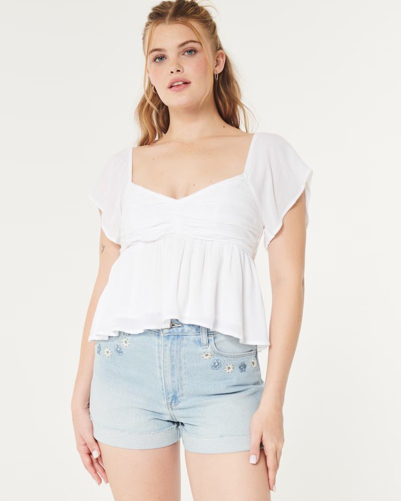 Ruched Babydoll Top | Hollister (US)