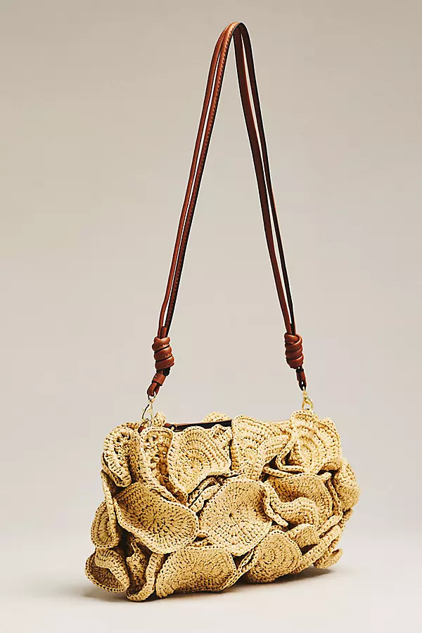 Farm Rio Flower Raffia Crochet Shoulder Bag | Anthropologie (US)
