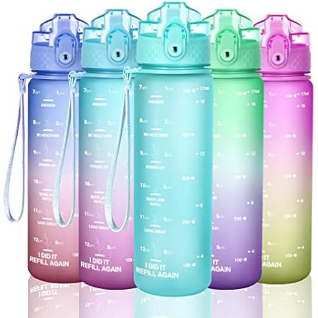 Water Bottle with Time Marker 25 oz, Motivational Water Bottle with Straw,Two Lids(Chug Lid/Straw... | Amazon (US)