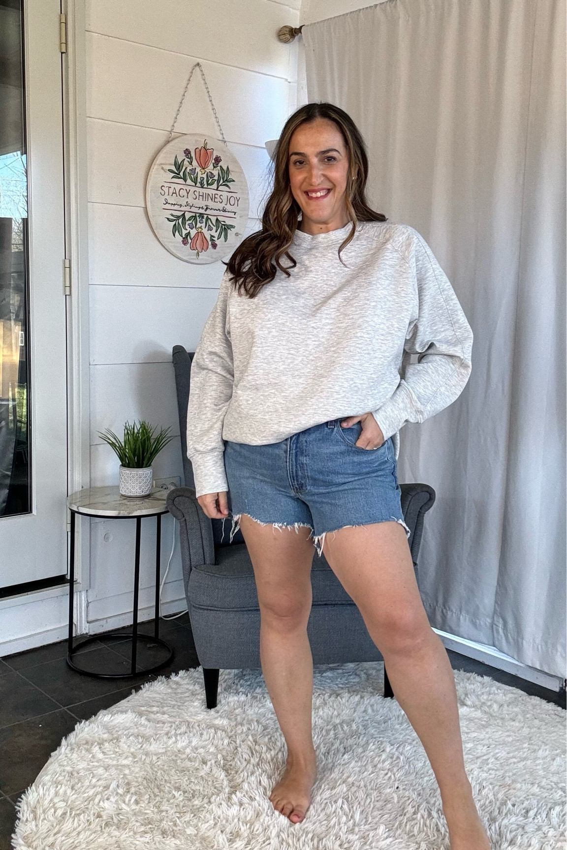 I’m in a large sweatshirt and sized up 1 in the shorts! They have room but I prefer this fit!

#LTKover40 #LTKstyletip #LTKmidsize