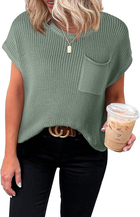 Dokotoo Women's Casual Short Sleeve Loose Tunic Tops Lightweight Knit Spring Pullover Sweater Blo... | Amazon (US)