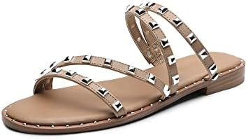 DREAM PAIRS Women's Clear Studded Rhinestone Slide Sandals Slip on Open Toe Cute Flat Sandals for... | Amazon (US)
