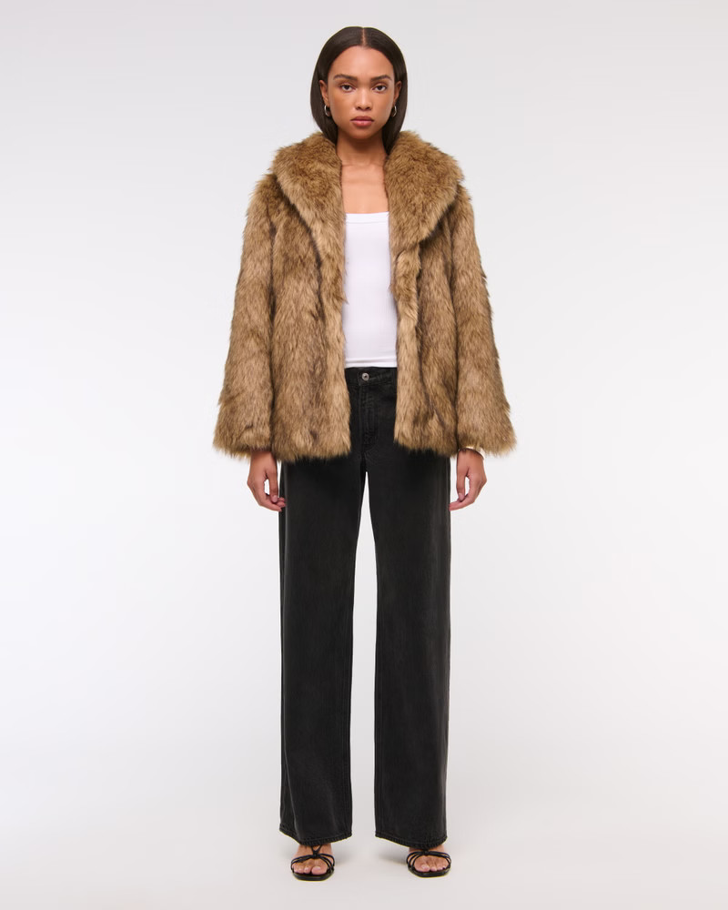 Women's Shawl Collar Faux Fur Coat | Women's Coats & Jackets | Abercrombie.com | Abercrombie & Fitch (US)