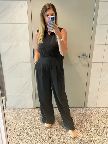 A black jumpsuit is a fabulous wardrobe staple. It can be dressed up or down with ease. For my tall ladies, this one is available in tall, which is great if you want to wear it with heels 👠👠 I love that it zips up so you can control the neckline. 

Runs TTS. I’m wearing a 6T.

#LTKworkwear #LTKtravel