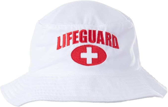 Lifeguard Bucket Hat | Professional Guard Red Sun Cap Men Women Costume Uniform - White | Amazon (US)